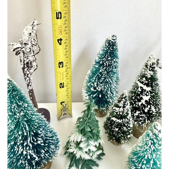 Lot 27 Vintage Bottle Brush Christmas Tree Flocked Wood Base Ornament Decor - Picture 10 of 11